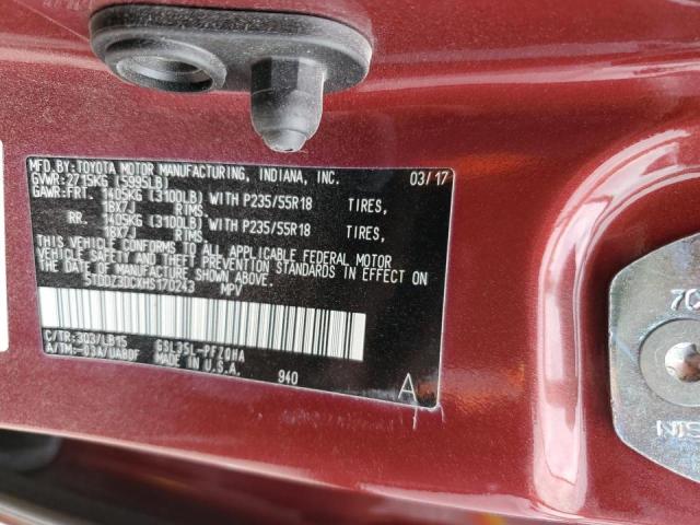 Photo 14 from auction – 2017 TOYOTA SIENNA XLE with VIN 5TDDZ3DCXHS170243