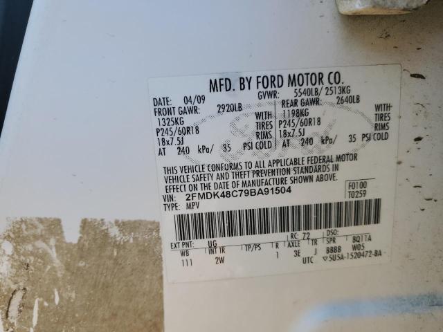 Photo 14 from auction – 2009 FORD EDGE SEL with VIN 2FMDK48C79BA91504