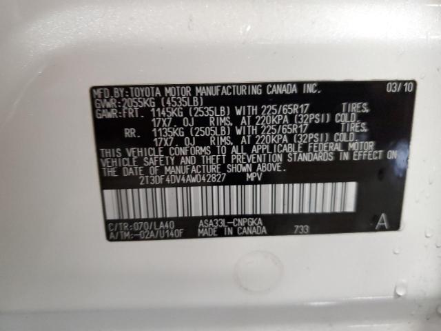 Photo 14 from auction – 2010 TOYOTA RAV4 LIMIT with VIN 2T3DF4DV4AW042827