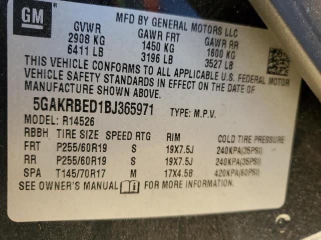 Photo 14 from auction – 2011 BUICK ENCLAVE CX with VIN 5GAKRBED1BJ365971