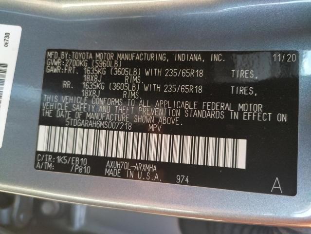 Photo 14 from auction – 2021 TOYOTA HIGHLANDER with VIN 5TDGARAH6MS007218