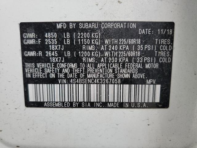 Photo 14 from auction – 2019 SUBARU OUTBACK 3. with VIN 4S4BSENC4K3267058