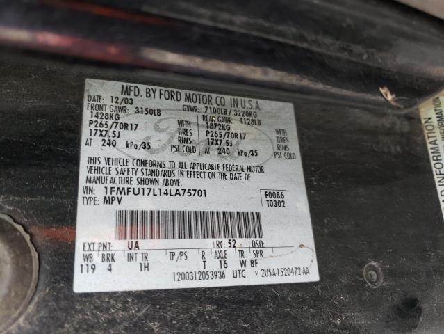 Photo 14 from auction – 2004 FORD EXPEDITION with VIN 1FMFU17L14LA75701