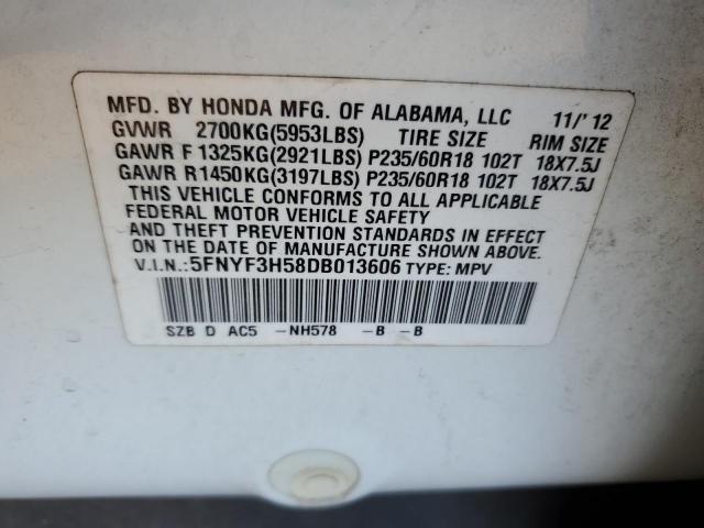 Photo 14 from auction – 2013 HONDA PILOT EXL with VIN 5FNYF3H58DB013606