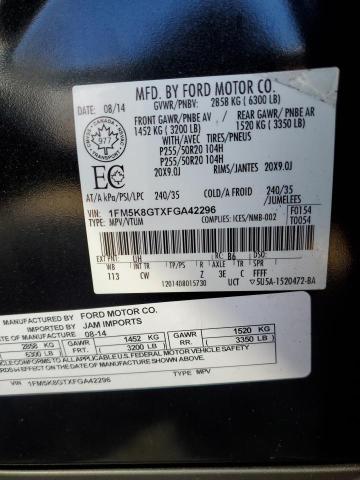Photo 14 from auction – 2015 FORD EXPLORER S with VIN 1FM5K8GTXFGA42296