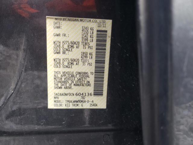 Photo 10 from auction – 2012 NISSAN ARMADA SV with VIN 5N1BA0NF0CN604136