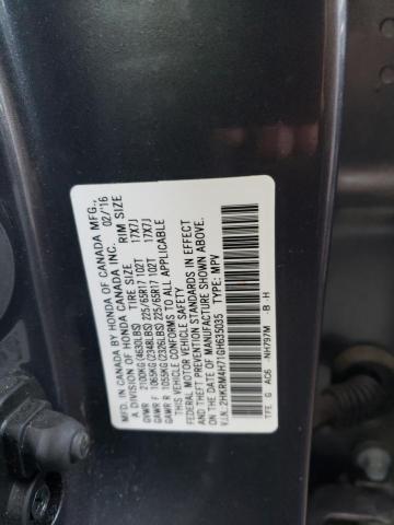 Photo 14 from auction – 2016 HONDA CR-V EXL with VIN 2HKRM4H71GH635035