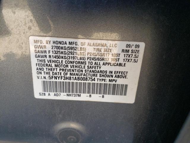 Photo 14 from auction – 2010 HONDA PILOT TOUR with VIN 5FNYF3H81AB008754