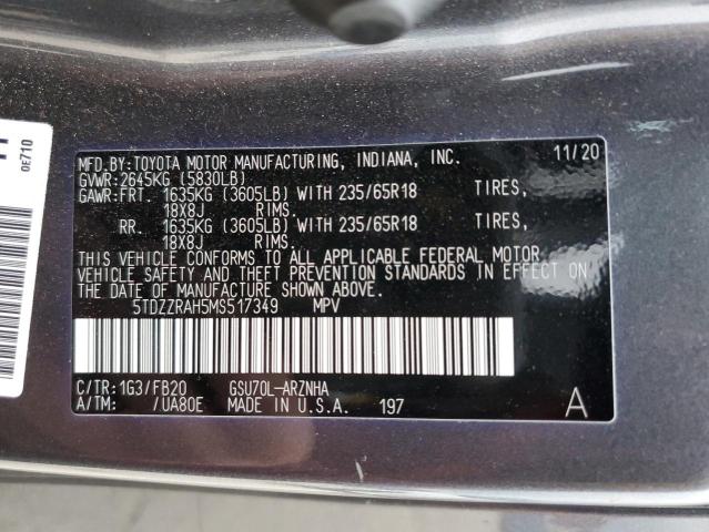 Photo 14 from auction – 2021 TOYOTA HIGHLANDER with VIN 5TDZZRAH5MS517349