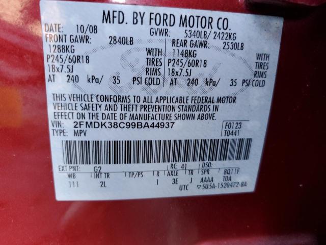 Photo 14 from auction – 2009 FORD EDGE SEL with VIN 2FMDK38C99BA44937