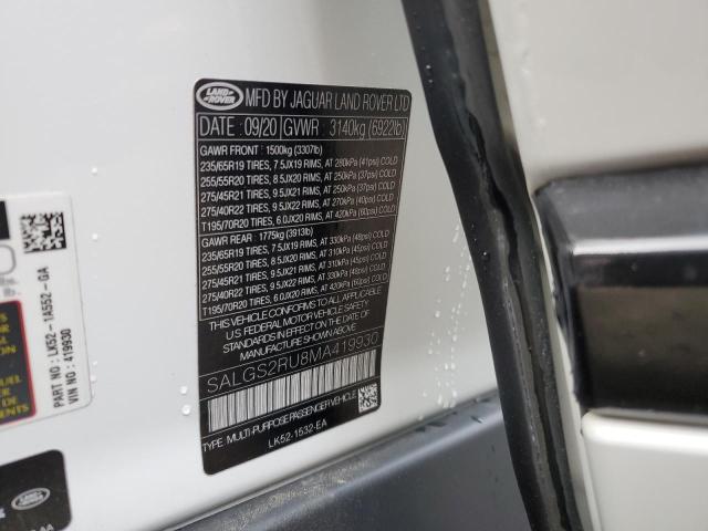 Photo 14 from auction – 2021 LAND ROVER RANGE ROVE with VIN SALGS2RU8MA419930