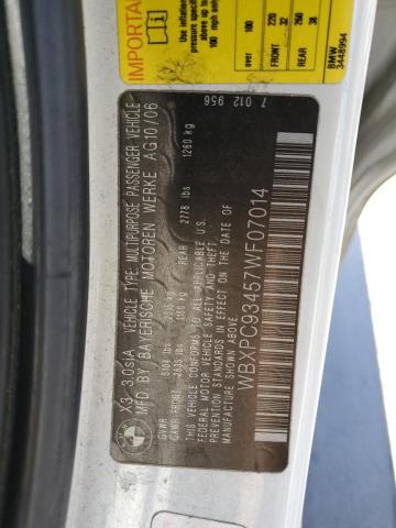 Photo 14 from auction – 2007 BMW X3 3.0SI with VIN WBXPC93457WF07014