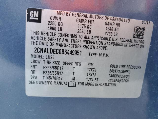 Photo 14 from auction – 2011 CHEVROLET EQUINOX LT with VIN 2CNALDEC0B6449951