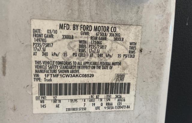 Photo 10 from auction – 2010 FORD F150 with VIN 1FTMF1CW3AKC08529
