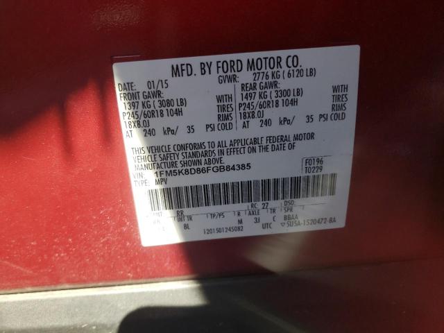 Photo 14 from auction – 2015 FORD EXPLORER X with VIN 1FM5K8D86FGB84385