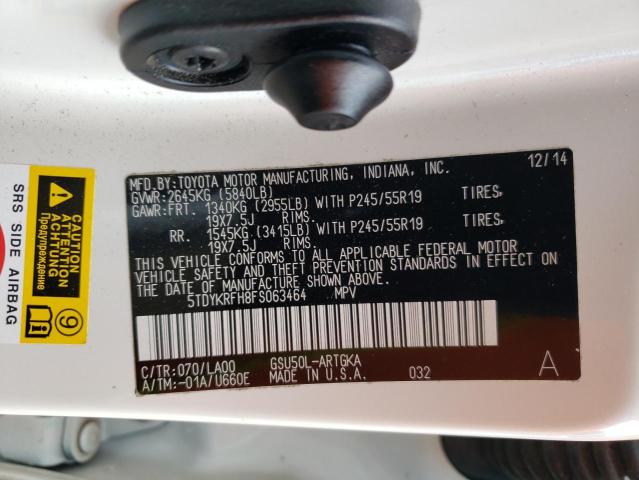 Foto 14 de la subasta – 2015 TOYOTA HIGHLANDER con VIN 5TDYKRFH8FS063464