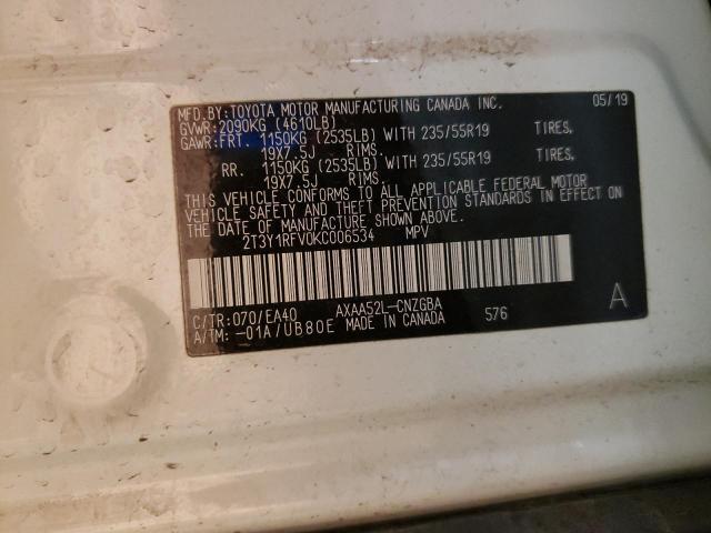 Photo 14 from auction – 2019 TOYOTA RAV4 LIMIT with VIN 2T3Y1RFV0KC006534