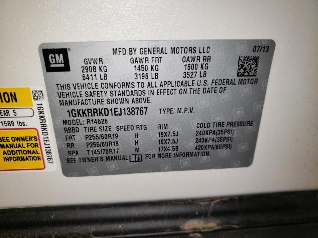 Photo 14 from auction – 2014 GMC ACADIA SLT with VIN 1GKKRRKD1EJ138767