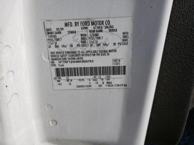 Photo 14 from auction – 2009 FORD F150 with VIN 1FTRF12W49KB66763
