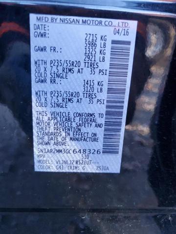 Photo 14 from auction – 2016 NISSAN PATHFINDER with VIN 5N1AR2MM3GC648326