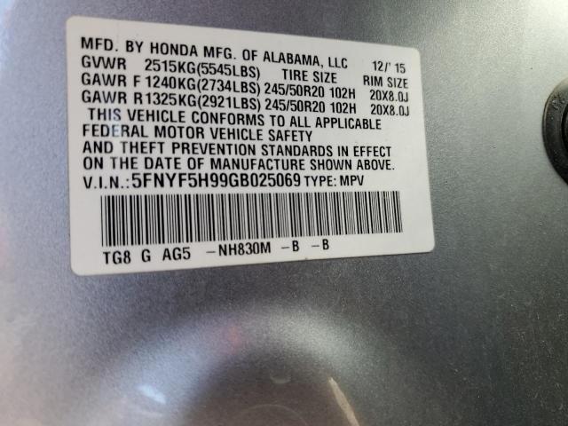 Photo 10 from auction – 2016 HONDA PILOT TOUR with VIN 5FNYF5H99GB025069