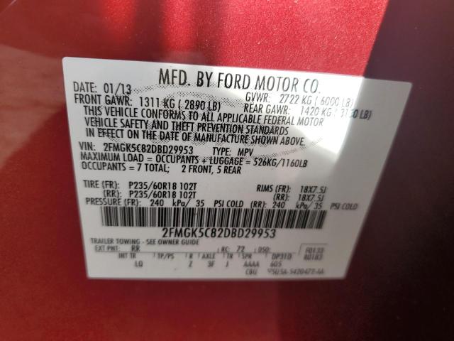 Photo 14 from auction – 2013 FORD FLEX SEL with VIN 2FMGK5C82DBD29953
