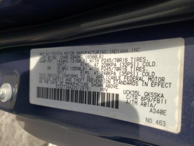 Photo 14 from auction – 2002 TOYOTA SEQUOIA SR with VIN 5TDZT34A22S129781