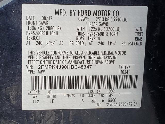 Photo 14 from auction – 2017 FORD EDGE SEL with VIN 2FMPK4J90HBC48347