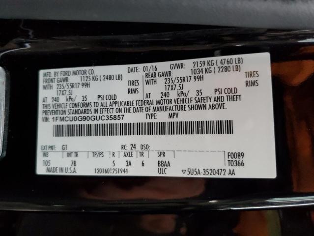 Photo 14 from auction – 2016 FORD ESCAPE SE with VIN 1FMCU0G90GUC35857