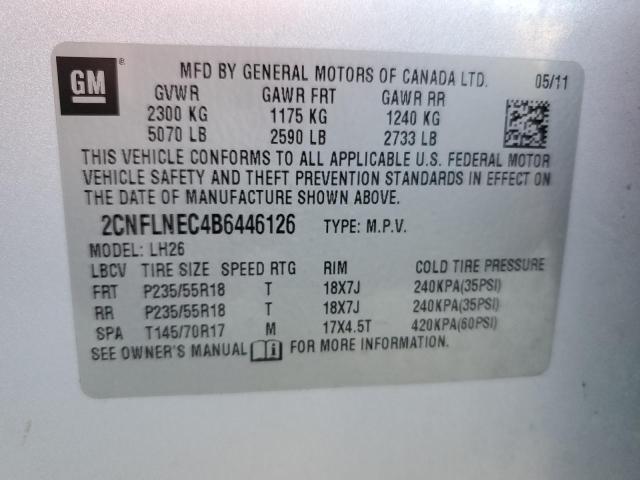 Photo 14 from auction – 2011 CHEVROLET EQUINOX LT with VIN 2CNFLNEC4B6446126