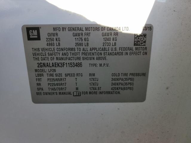 Photo 14 from auction – 2015 CHEVROLET EQUINOX LS with VIN 2GNALAEK3F1153486