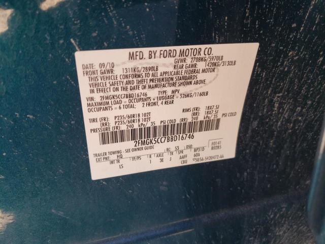 Photo 14 from auction – 2011 FORD FLEX SEL with VIN 2FMGK5CC7BBD16746
