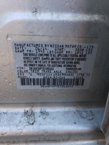 Photo 10 from auction – 2014 NISSAN SENTRA S with VIN 3N1AB7AP7EY265243