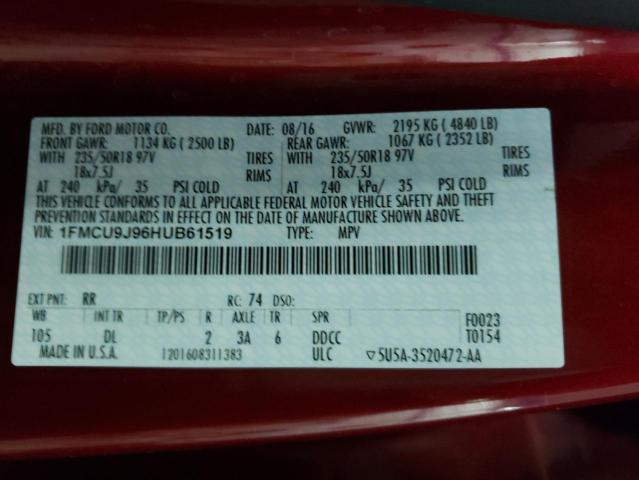 Photo 14 from auction – 2017 FORD ESCAPE TIT with VIN 1FMCU9J96HUB61519