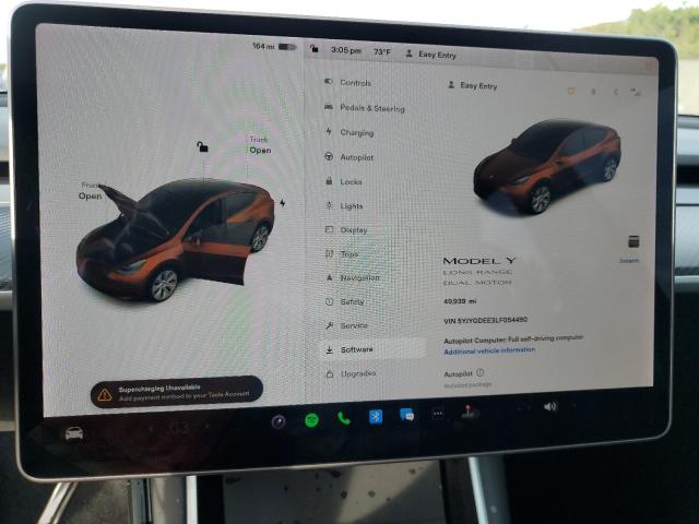 Photo 9 from auction – 2020 TESLA MODEL Y with VIN 5YJYGDEE3LF054490