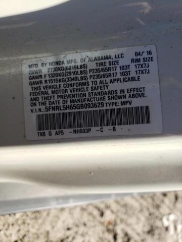 Photo 14 from auction – 2016 HONDA ODYSSEY EX with VIN 5FNRL5H65GB093629