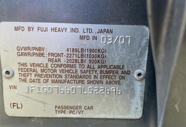 Photo 10 from auction – 2007 SUBARU IMPREZA WR with VIN JF1GD76607L522696