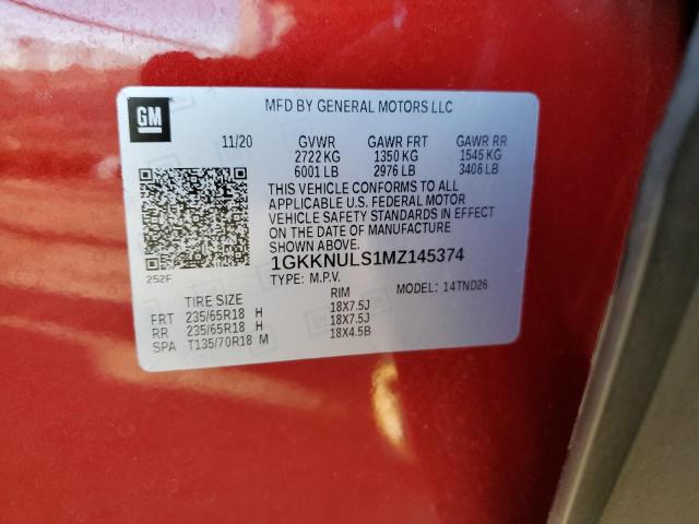 Photo 14 from auction – 2021 GMC ACADIA SLT with VIN 1GKKNULS1MZ145374