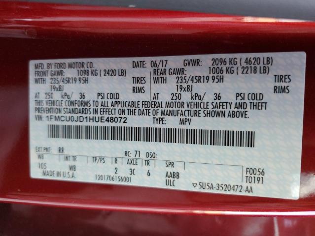 Photo 14 from auction – 2017 FORD ESCAPE TIT with VIN 1FMCU0JD1HUE48072