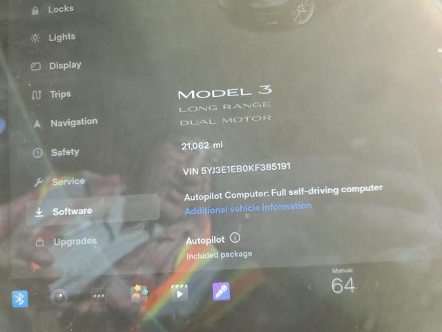 Photo 9 from auction – 2019 TESLA MODEL 3 with VIN 5YJ3E1EB0KF385191