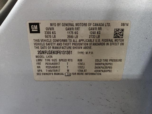 Photo 14 from auction – 2015 CHEVROLET EQUINOX LT with VIN 2GNFLGEK0F6131361