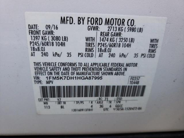 Photo 14 from auction – 2017 FORD EXPLORER X with VIN 1FM5K7DH1HGA87995