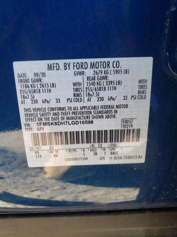 Photo 14 from auction – 2020 FORD EXPLORER X with VIN 1FMSK8DH7LGD16598