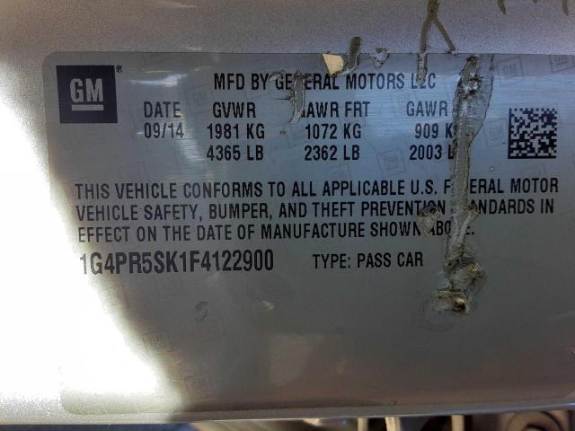 Photo 10 from auction – 2015 BUICK VERANO CON with VIN 1G4PR5SK1F4122900