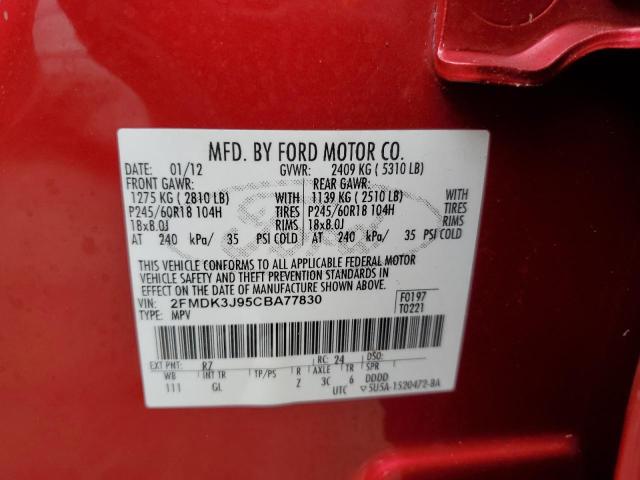 Photo 14 from auction – 2012 FORD EDGE SEL with VIN 2FMDK3J95CBA77830