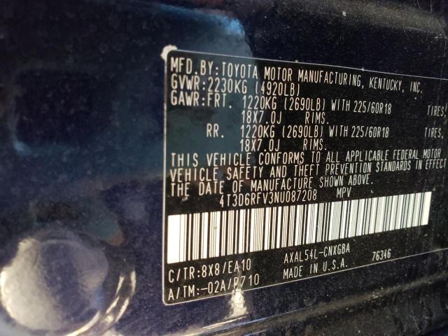 Photo 10 from auction – 2022 TOYOTA RAV4 LIMIT with VIN 4T3D6RFV3NU087208