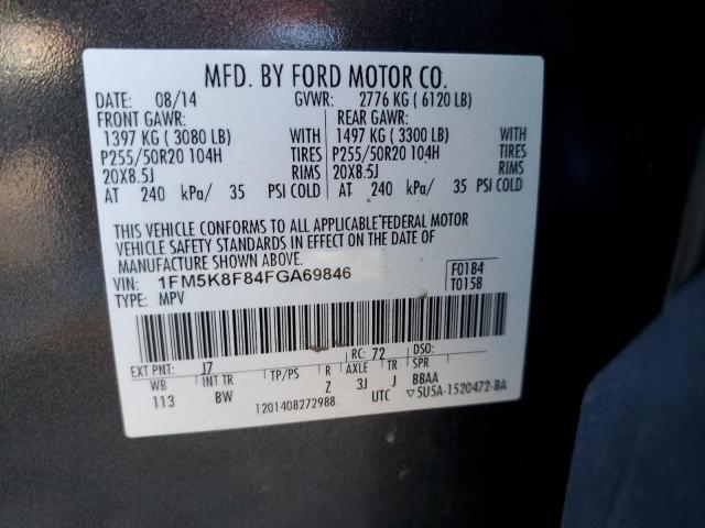 Photo 14 from auction – 2015 FORD EXPLORER L with VIN 1FM5K8F84FGA69846