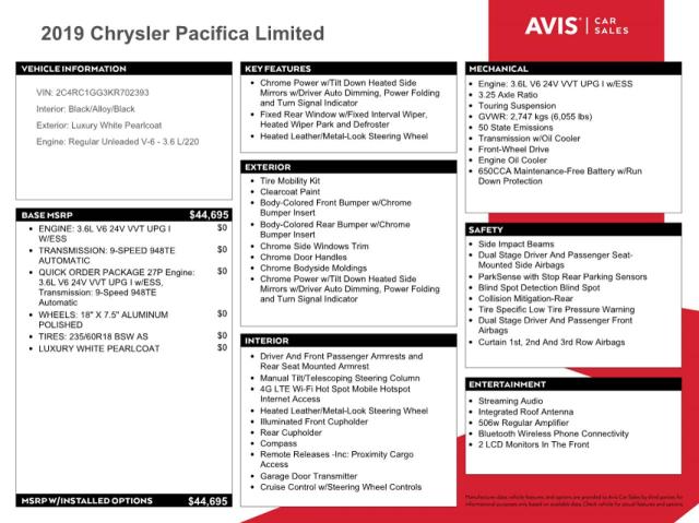 Photo 14 from auction – 2019 CHRYSLER PACIFICA L with VIN 2C4RC1GG3KR702393