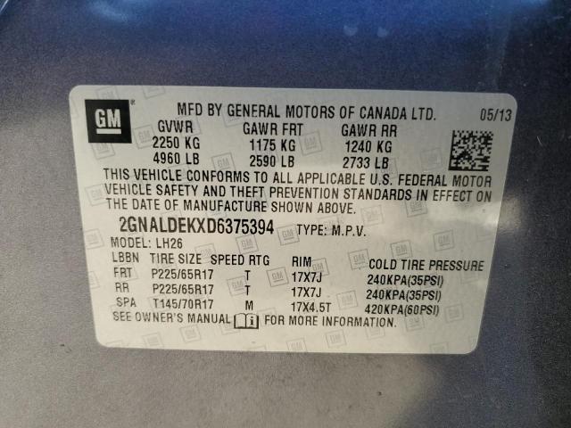 Photo 14 from auction – 2013 CHEVROLET EQUINOX with VIN 2GNALDEKXD6375394