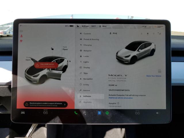 Photo 9 from auction – 2021 TESLA MODEL Y with VIN 5YJYGDEE1MF130113